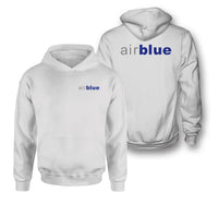 Thumbnail for Air Blue logo on white double side hoodie