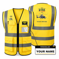 Thumbnail for Airbus H155 EC155 B1 aviation design on yellow high-visibility reflective vest with custom name badge