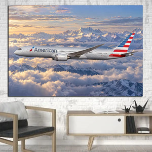 AA Boeing 787-9 Alpine Sky Canvas Prints