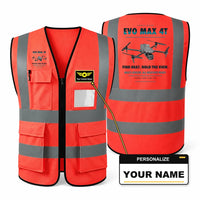 Thumbnail for Autel EVO Max 4T aviation design on red high-visibility reflective vest with custom name badge