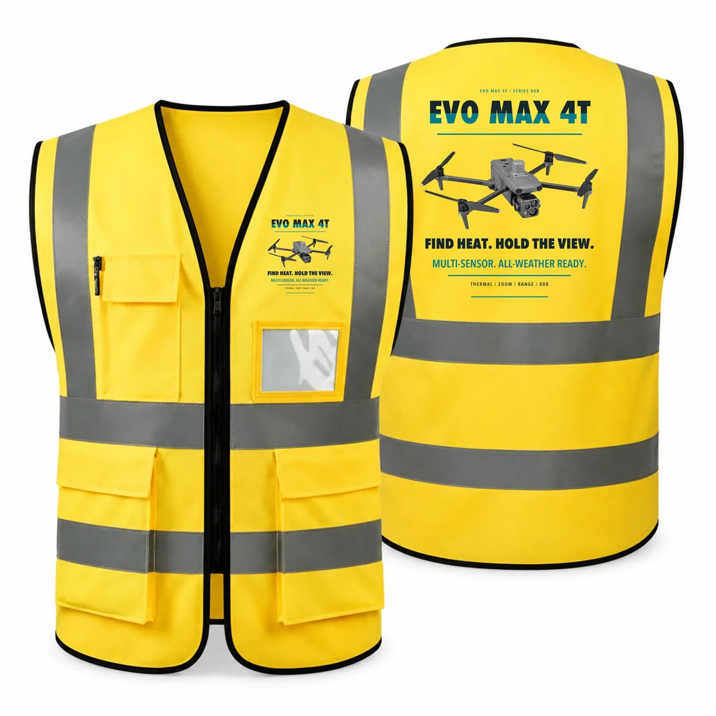 Autel EVO Max 4T aviation design on yellow high-visibility reflective vest