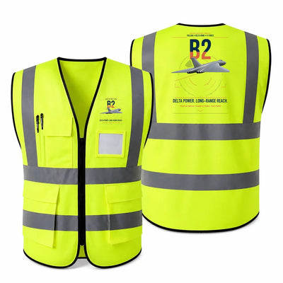 Avro Vulcan B2 aviation design on fluorescent green high-visibility reflective vest