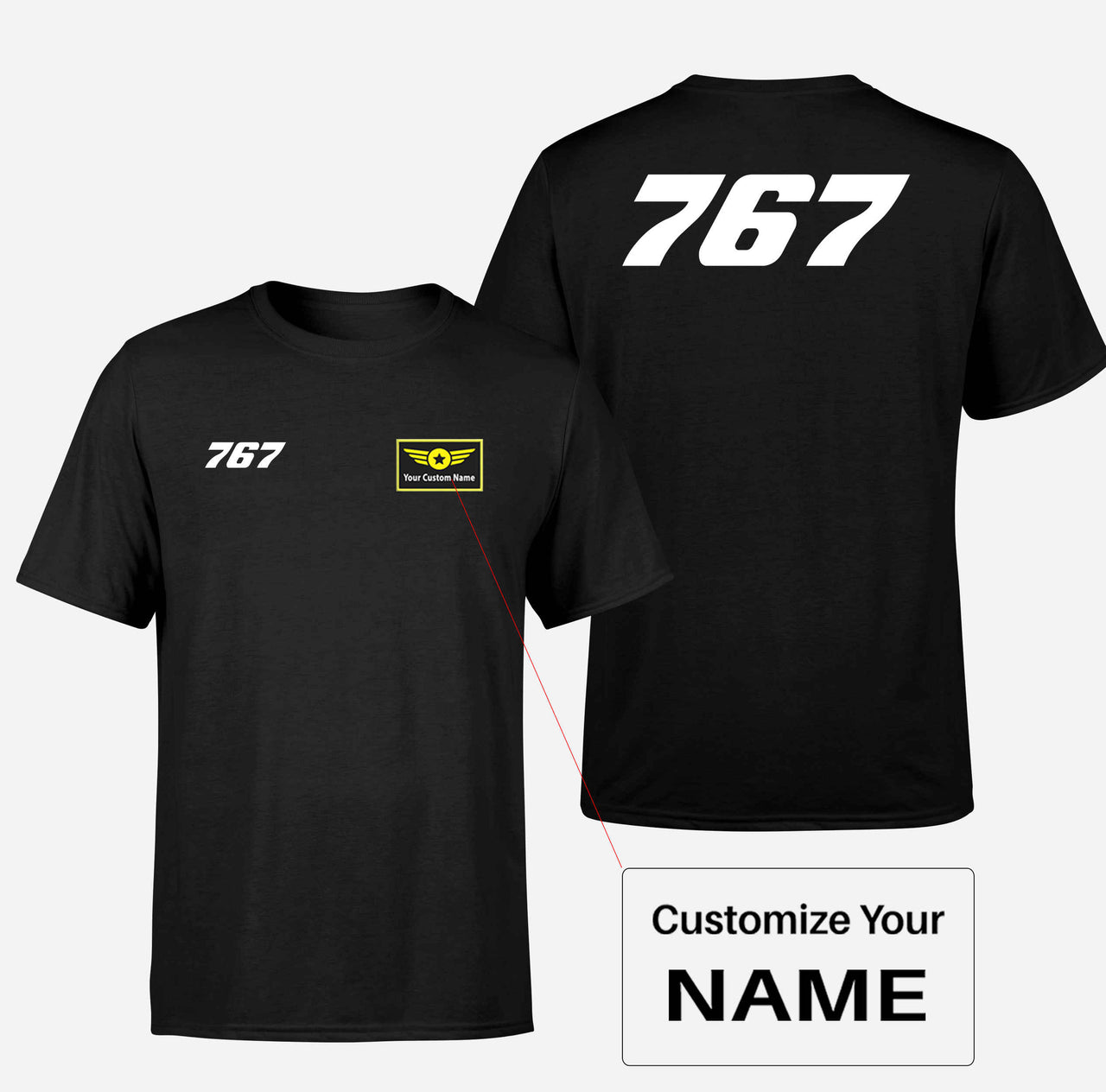 767 Flat Text Designed Double-Side T-Shirts