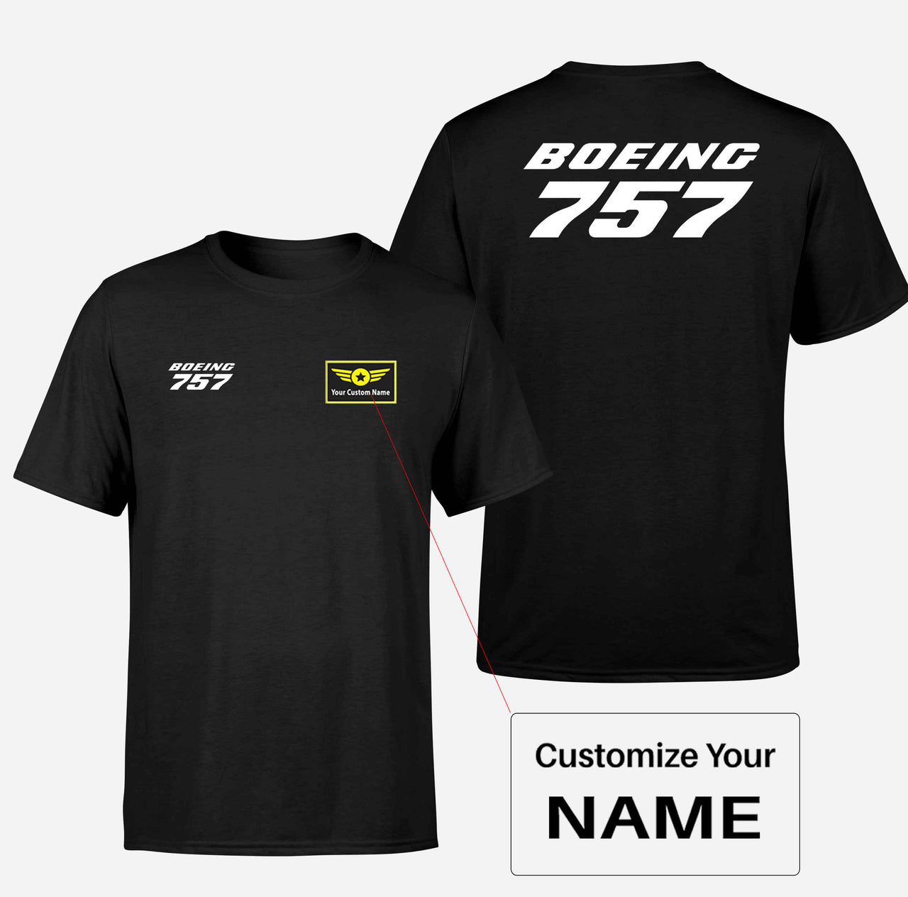 Boeing 757 & Text Designed Double-Side T-Shirts