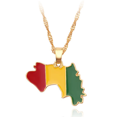 Guinea Map Flag Necklace