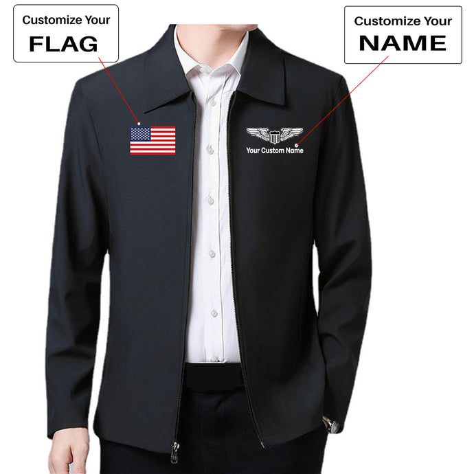 Custom Flag & Name with (Military Badge) Designed Stylish Coats