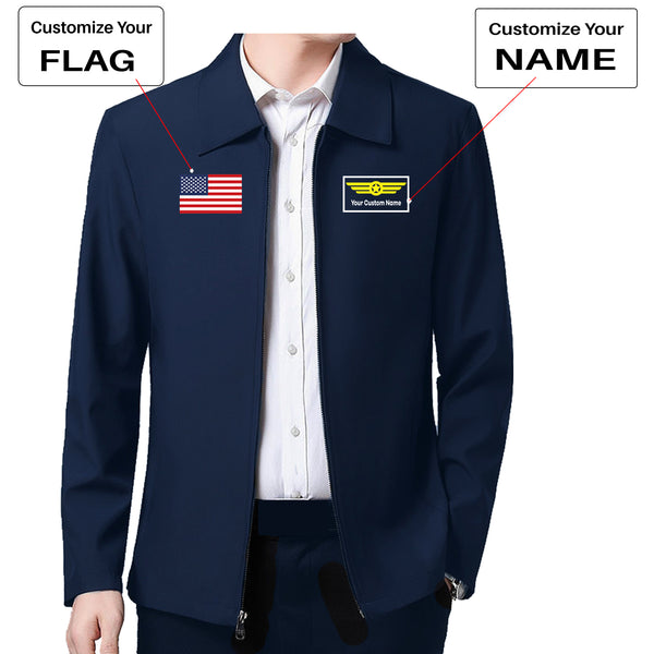 Custom Flag & Name with (Badge 1) Designed Stylish Coats