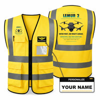 Thumbnail for BRINC LEMUR 2 aviation design on yellow high-visibility reflective vest with custom name badge