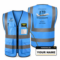 Thumbnail for British Aerospace ATP aviation design on blue high-visibility reflective vest with custom name badge