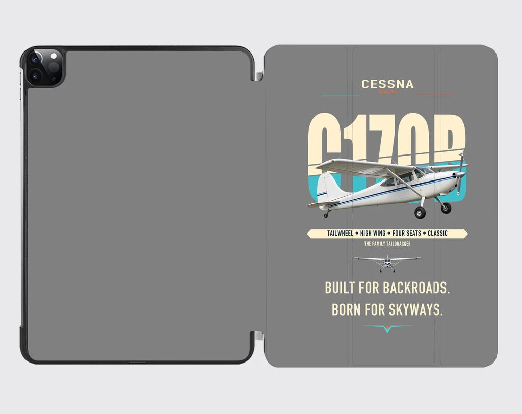 Cessna 170B design on gray ipad tablet case