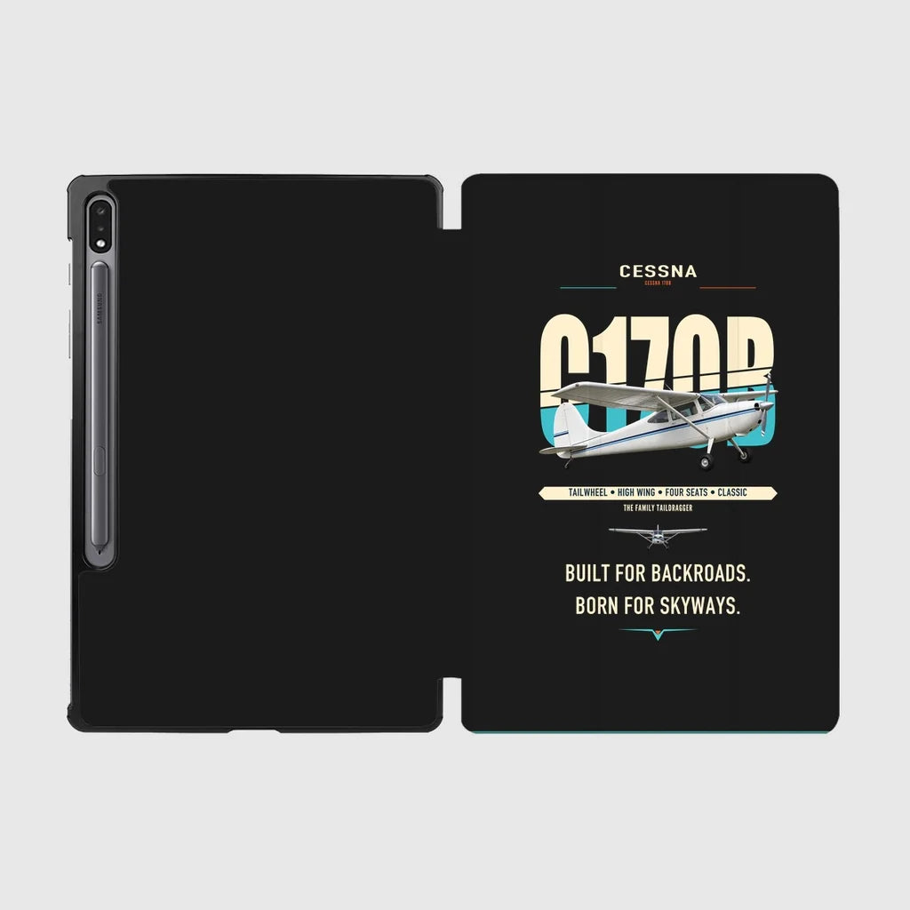 Cessna 170B design on black samsung tablet tablet case