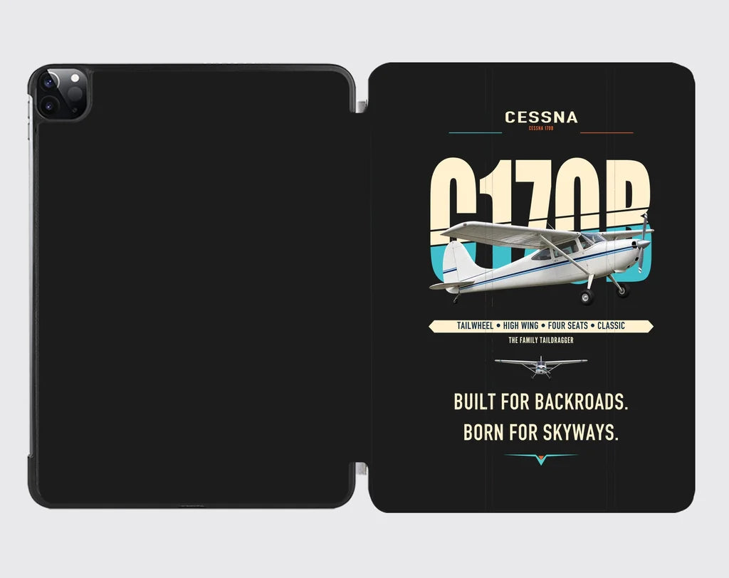 Cessna 170B design on black ipad tablet case