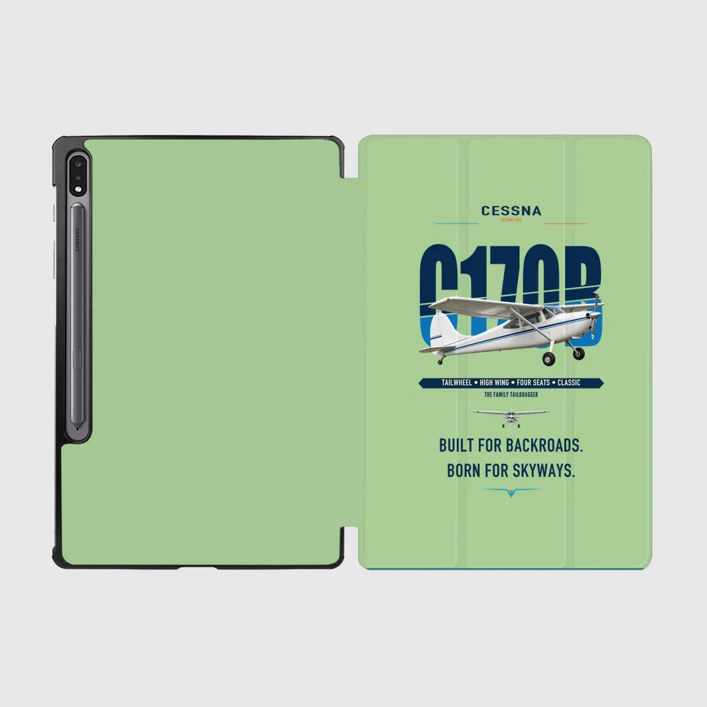 Cessna 170B design on light green samsung tablet tablet case