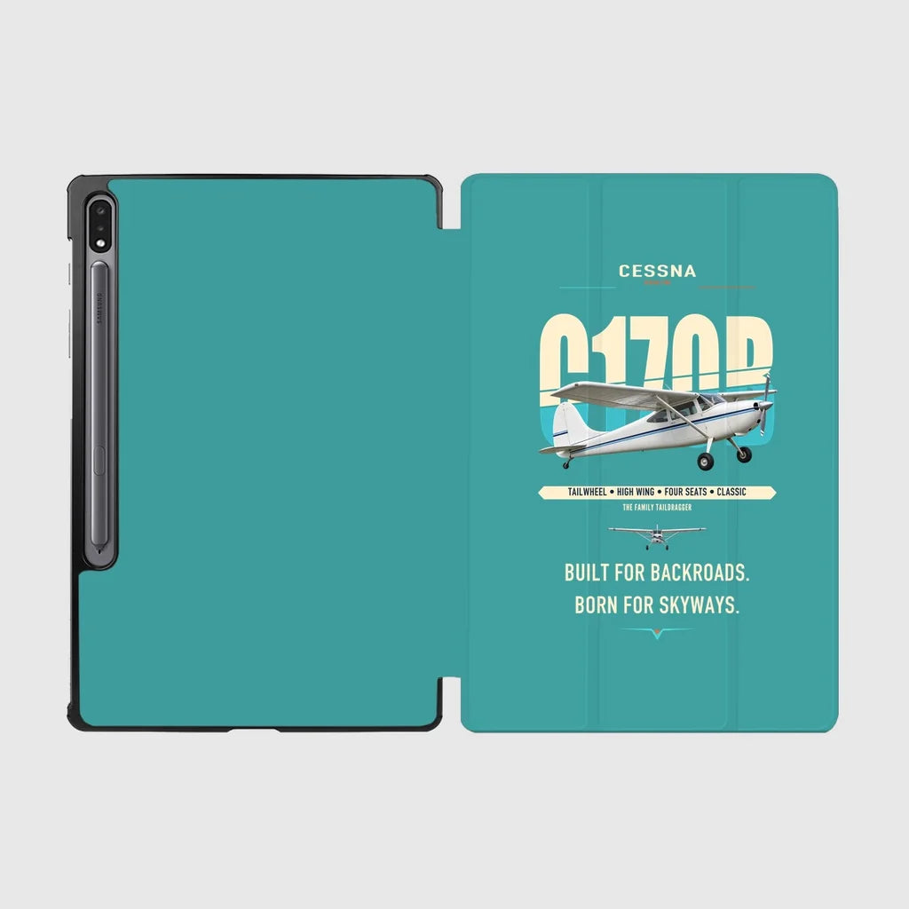 Cessna 170B design on turquoise samsung tablet tablet case