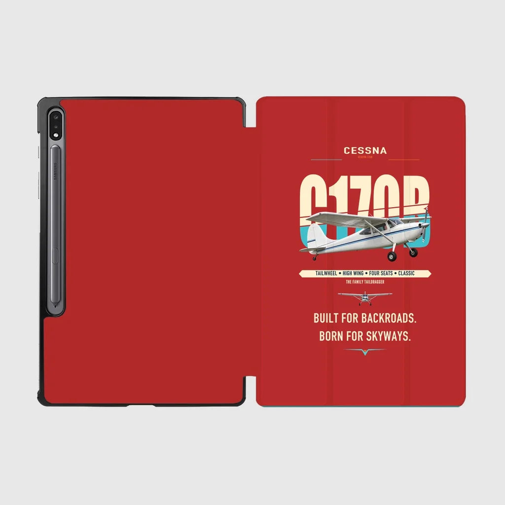 Cessna 170B design on red samsung tablet tablet case