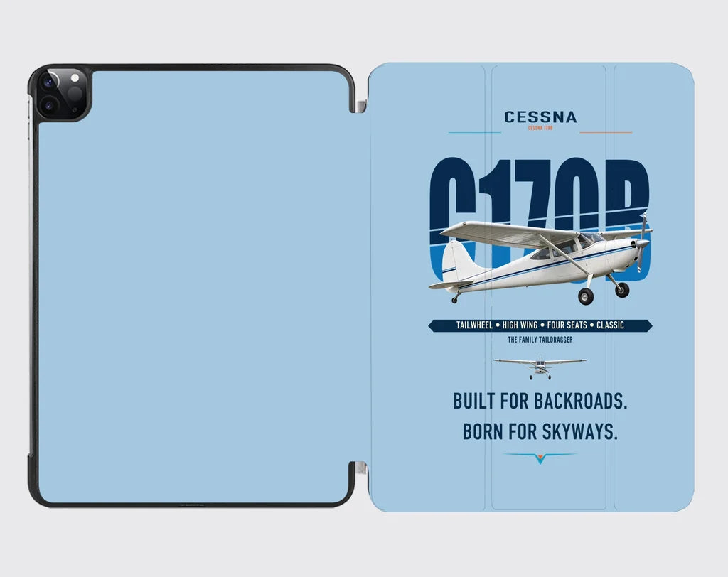 Cessna 170B design on light blue ipad tablet case