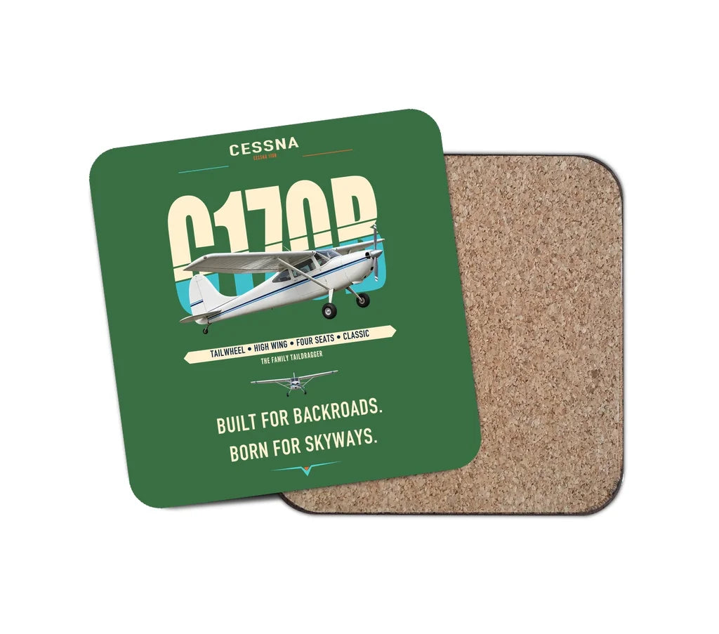 Cessna 170B design on green 1 piece coaster