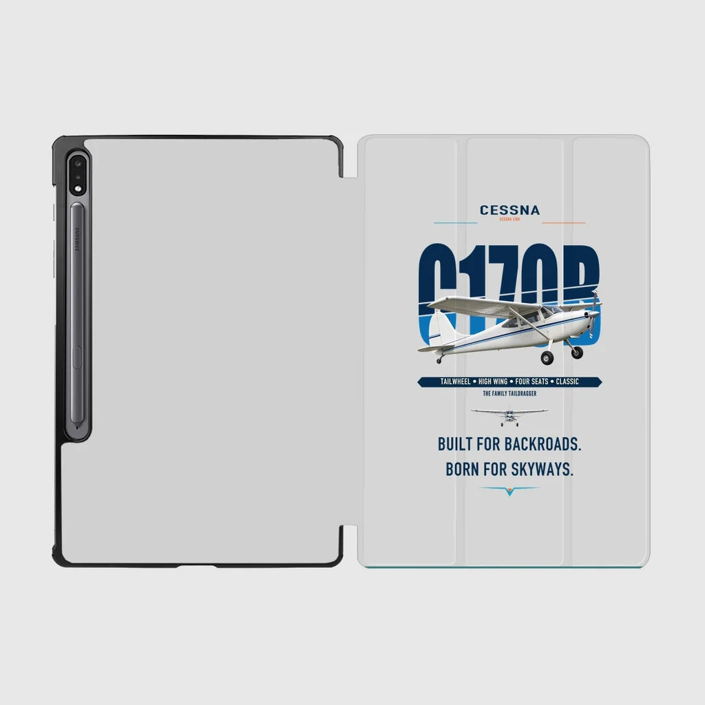 Cessna 170B design on light gray samsung tablet tablet case