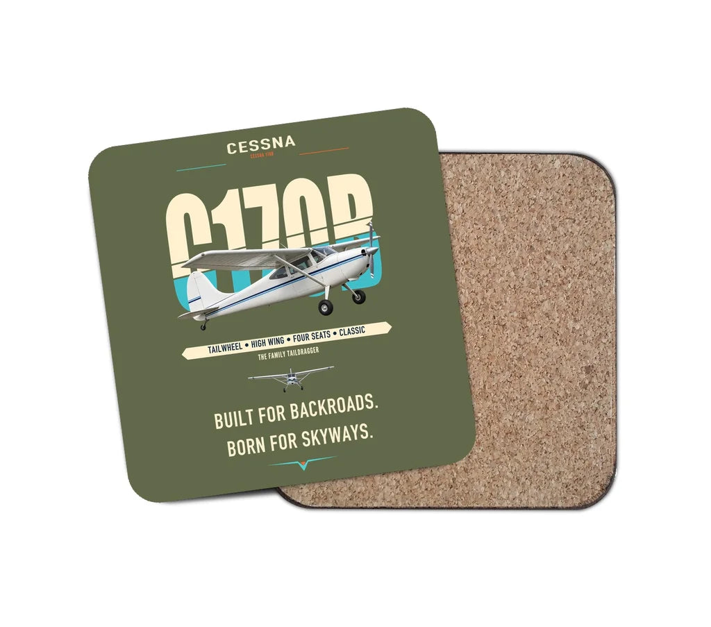 Cessna 170B design on green army 1 piece coaster