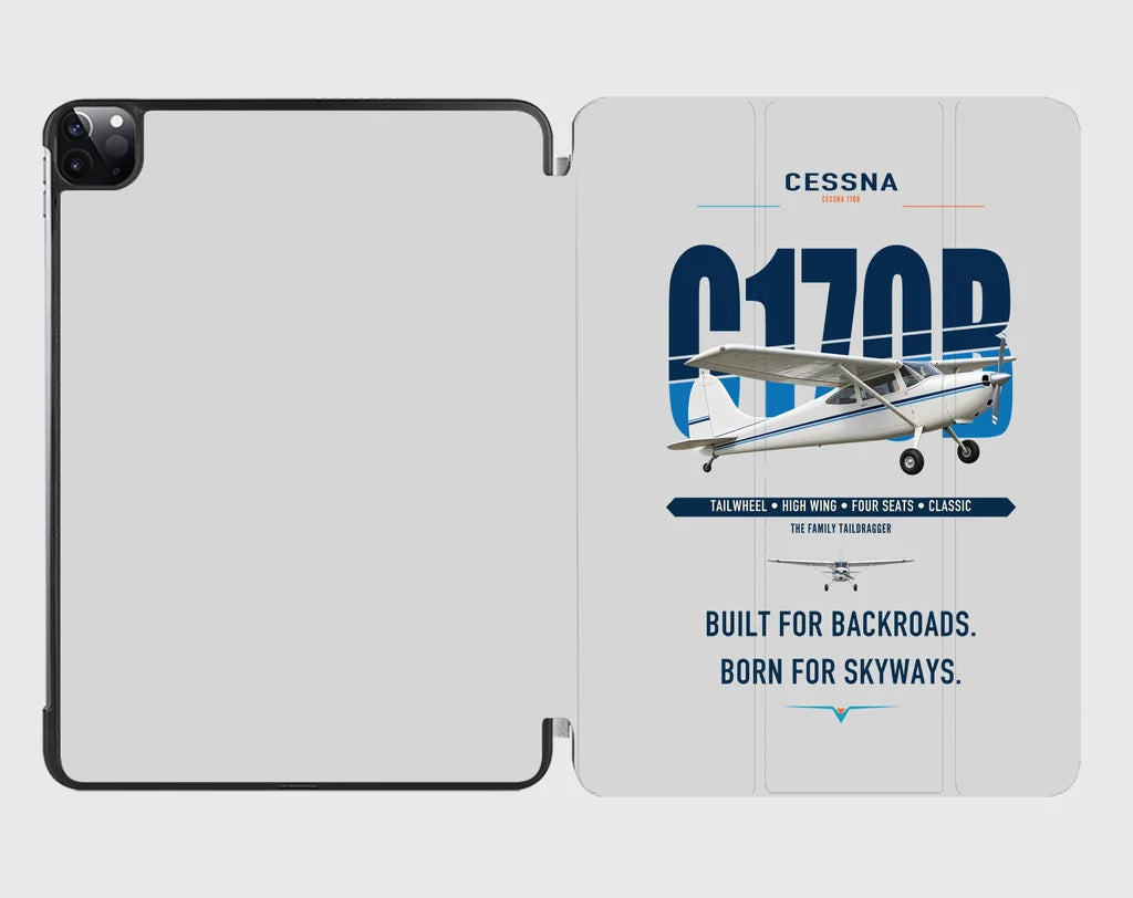 Cessna 170B design on light gray ipad tablet case