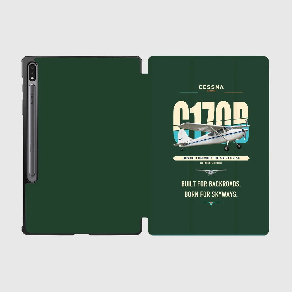 Cessna 170B design on dark green samsung tablet tablet case