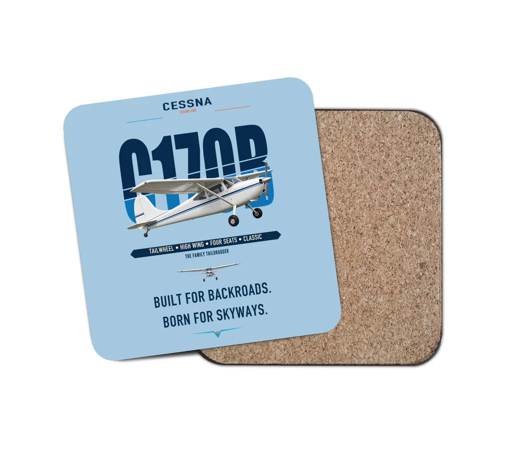 Cessna 170B design on light blue 1 piece coaster