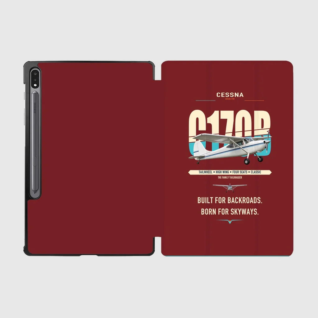 Cessna 170B design on dark red samsung tablet tablet case