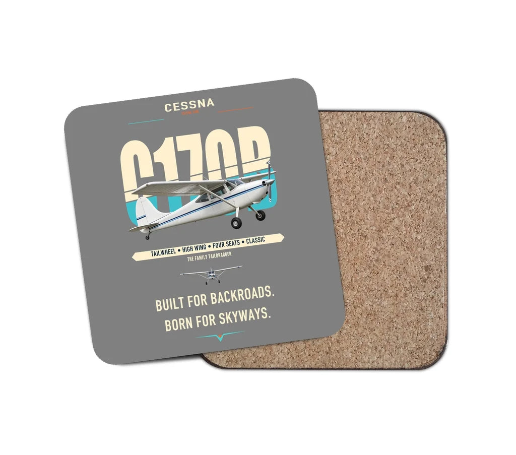 Cessna 170B design on gray 1 piece coaster
