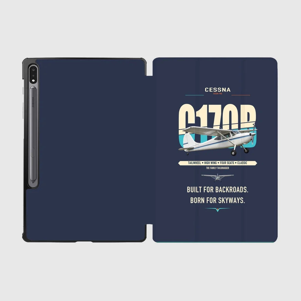 Cessna 170B design on navy blue samsung tablet tablet case