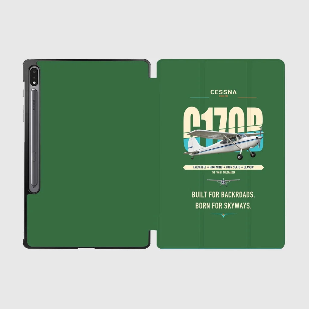 Cessna 170B design on green samsung tablet tablet case