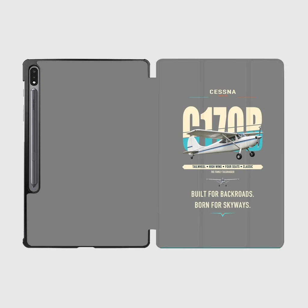 Cessna 170B design on gray samsung tablet tablet case