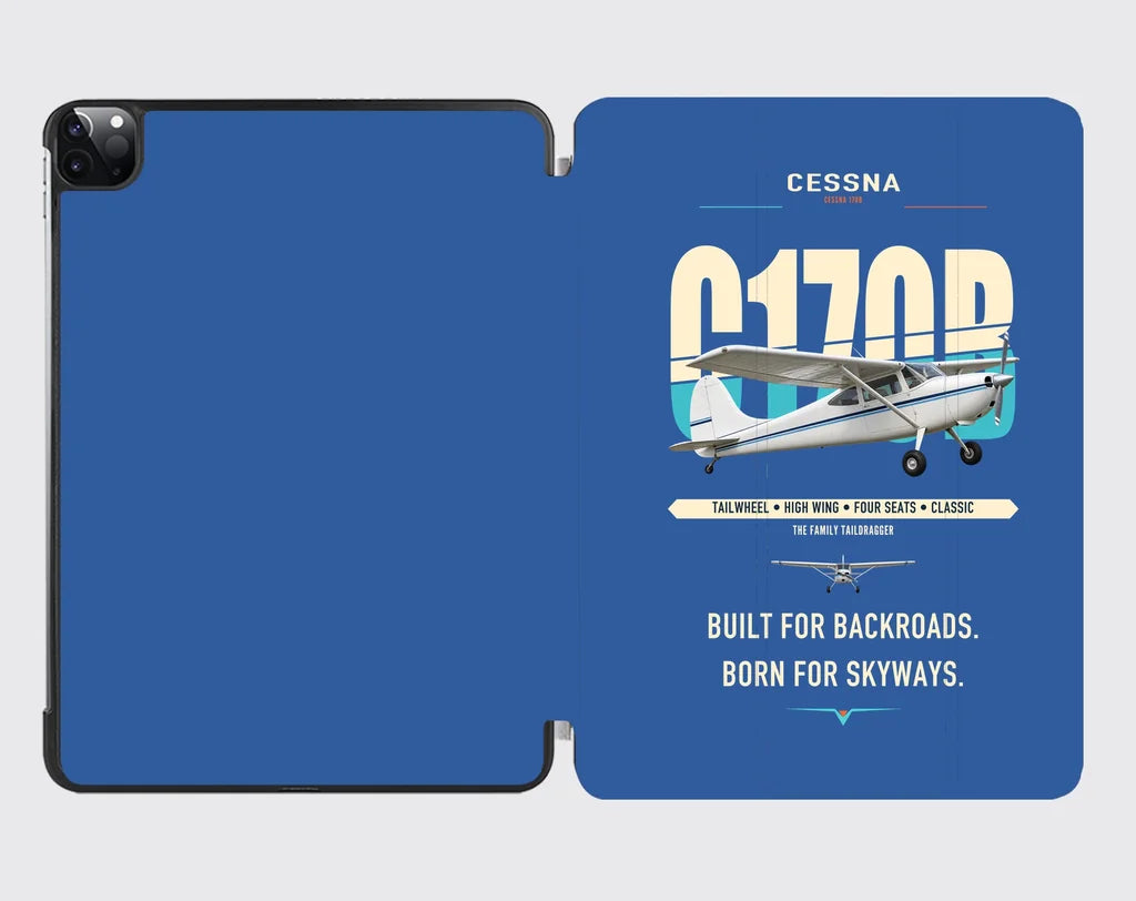 Cessna 170B design on blue ipad tablet case