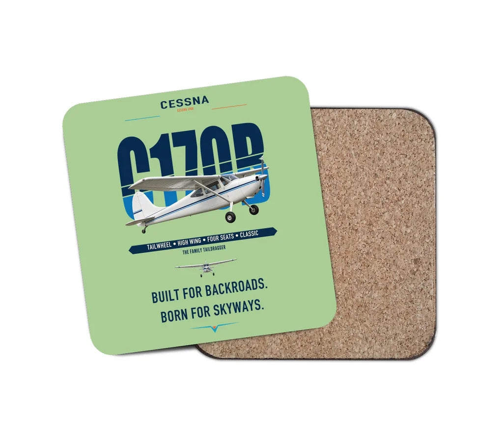 Cessna 170B design on light green 1 piece coaster