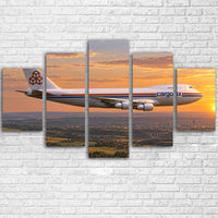 Thumbnail for Cargolux Boeing 747-200F historic classic jumbo freight flight above Luxembourg at golden hour canvas - Multiple (5 Panels)