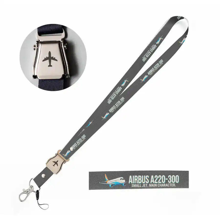 Cartoon Airbus A220-300 seat belt lanyard - gray