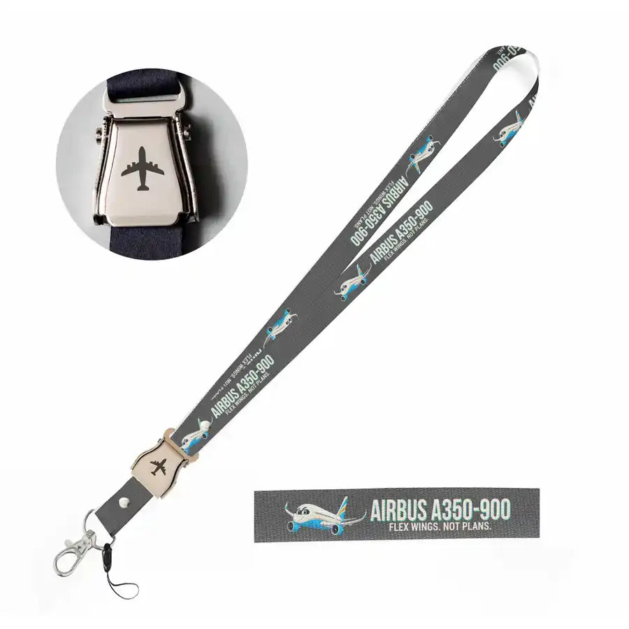 Cartoon Airbus A350-900 seat belt lanyard - gray