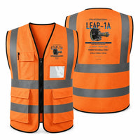 Thumbnail for LEAP-1A aviation design on orange high-visibility reflective vest