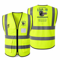 Thumbnail for LEAP-1B aviation design on fluorescent green high-visibility reflective vest