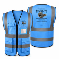 Thumbnail for CFM56-7B aviation design on blue high-visibility reflective vest