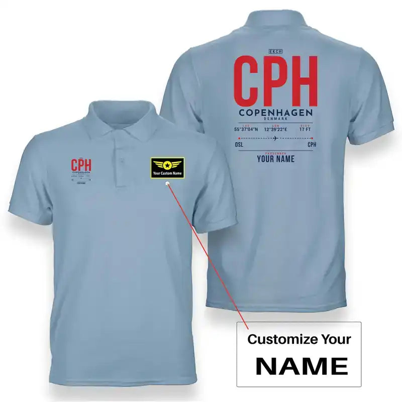 CPH - Tag Custom - Double-Side Polo - Light Blue + Name