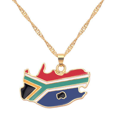 South Africa Map Flag Necklace