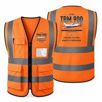 Thumbnail for Daher TBM 900 aviation design on orange high-visibility reflective vest