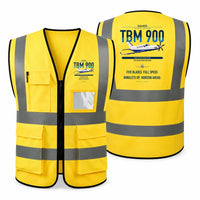 Thumbnail for Daher TBM 900 aviation design on yellow high-visibility reflective vest