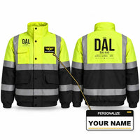 Thumbnail for DAL - Tag - Reflective Winter Jacket - Fluorescent Yellow & Navy + Name