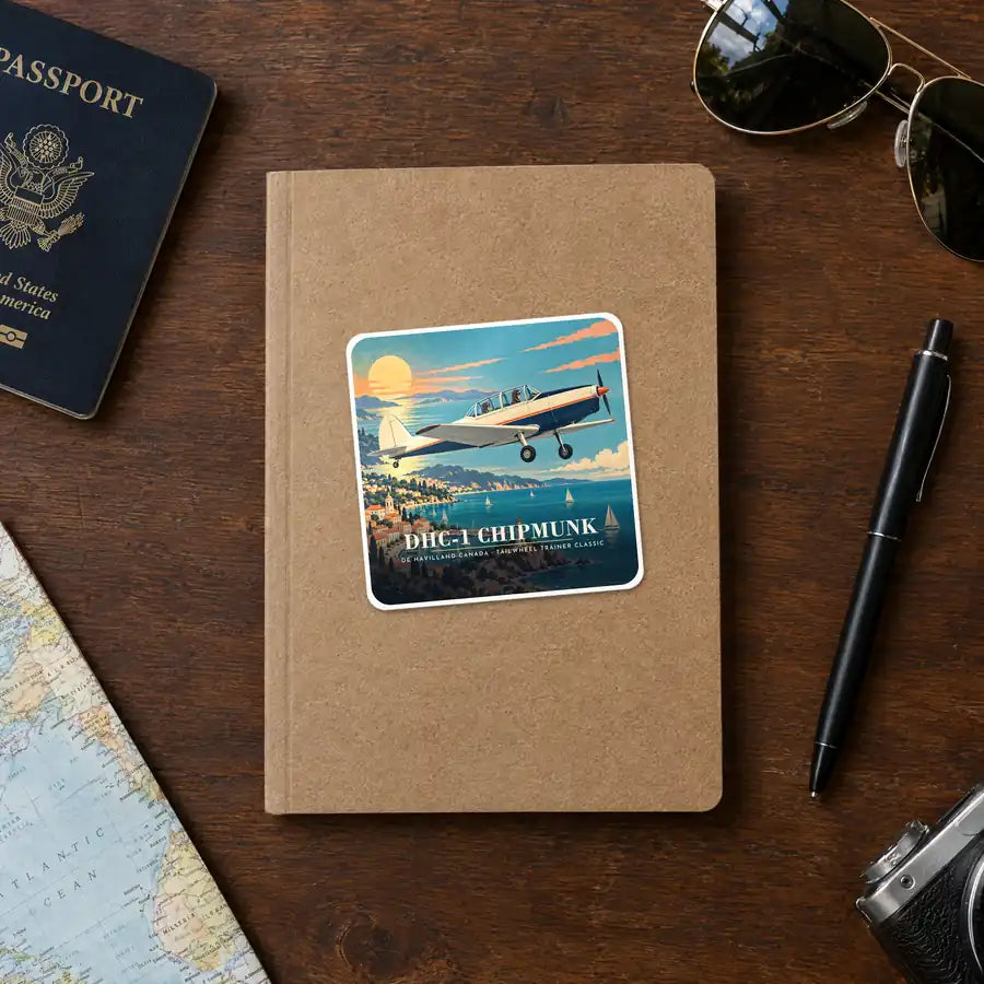 de Havilland Canada DHC-1 Chipmunk - 3D - Square Sticker - Notebook