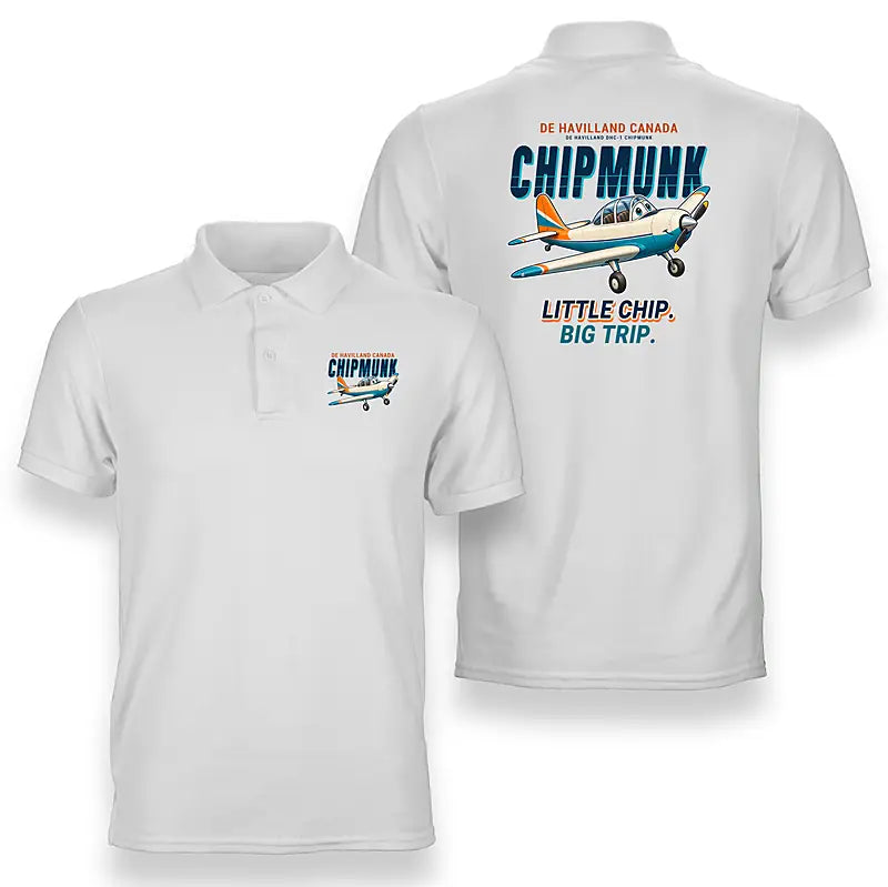 de Havilland Canada DHC-1 Chipmunk - Cartoon - Double-Side Polo - White