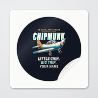Thumbnail for de Havilland Canada DHC-1 Chipmunk - Cartoon + Name - Circle Sticker - Peel