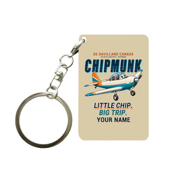 de Havilland Canada DHC-1 Chipmunk - Cartoon + Name - Key Chain - Beige
