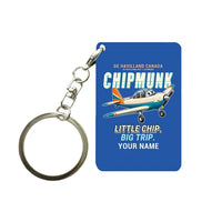 Thumbnail for de Havilland Canada DHC-1 Chipmunk - Cartoon + Name - Key Chain - Blue