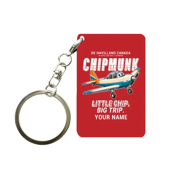 de Havilland Canada DHC-1 Chipmunk - Cartoon + Name - Key Chain - Red